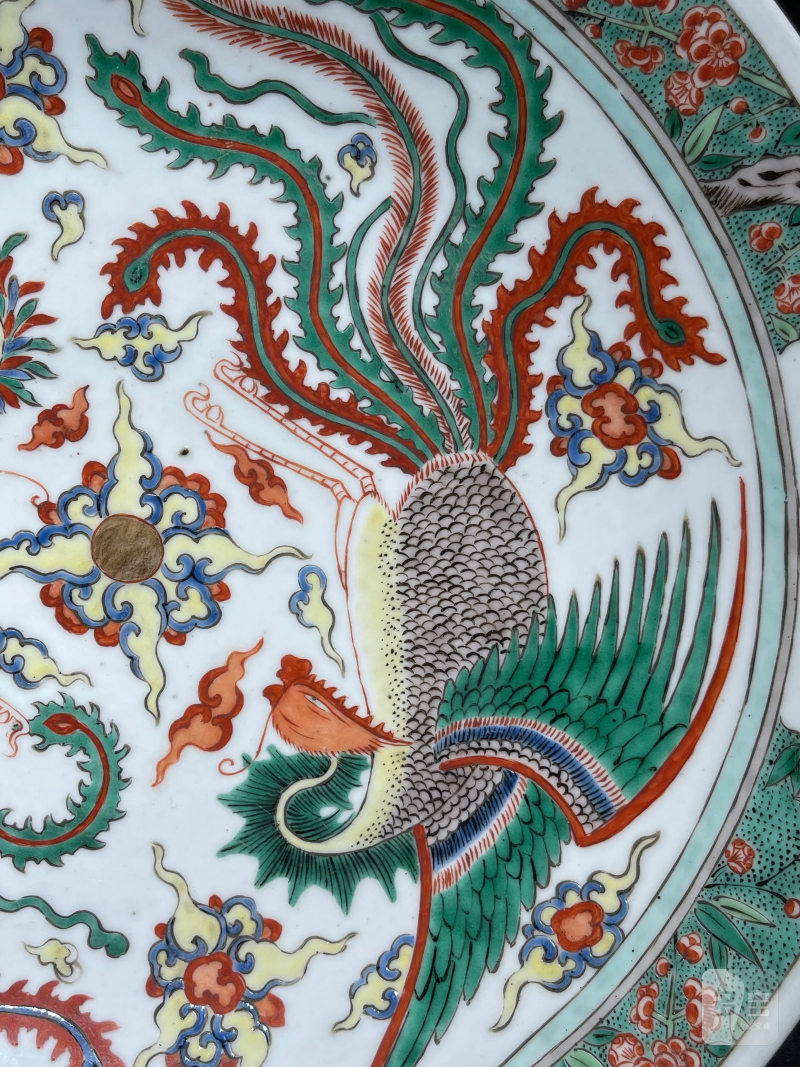 清晚期 五彩凤纹大盘 - 图3